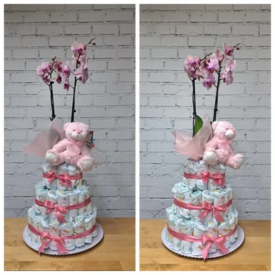 Tarta de Pañales con Orquidea