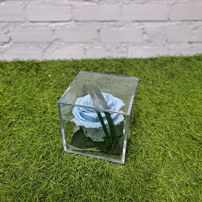 Rosa en Metacrilato Azul