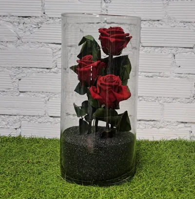 Jarrón 3 Rosas Rojas preservadas