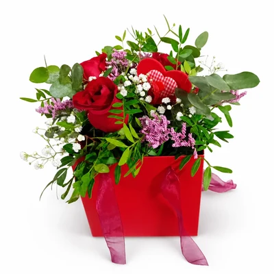 Bolso Rojo de 3 Rosas Rojas