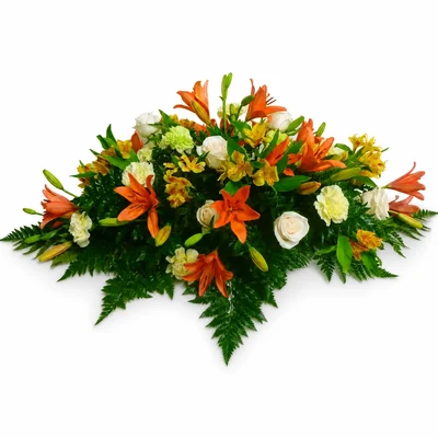 Palma Funeraria de tonos naranjas