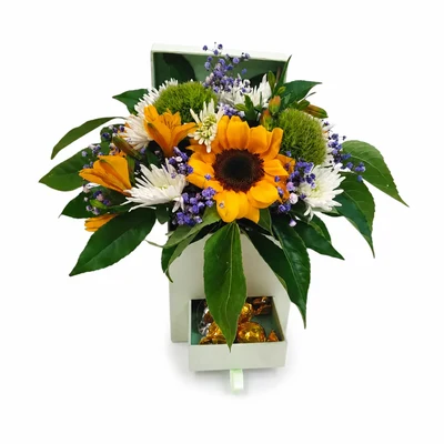 Caja Floral con Bombones