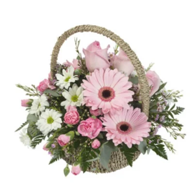 Cesto con Flores Rosas
