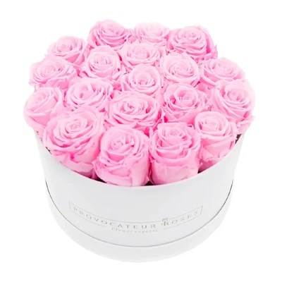 Caja redonda blanca con rosas Rosas eternas