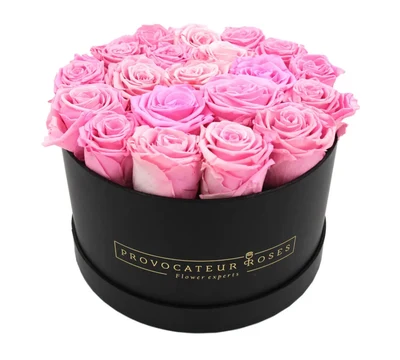 Caja redonda negra con rosas Rosas eternas