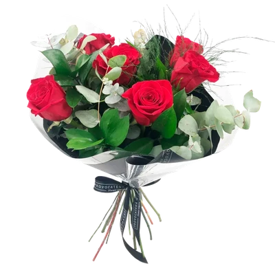 Ramo de Rosas Rojas + Verdes de temporada