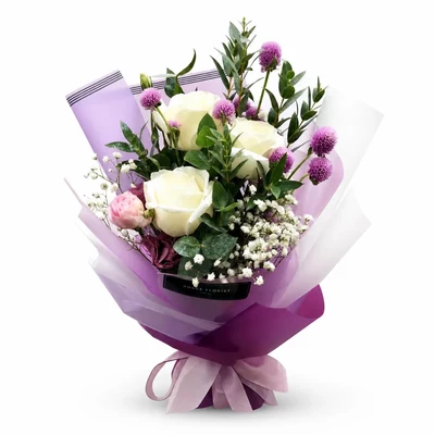 Arreglo de Tres Rosas Blancas