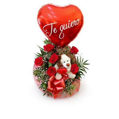 Centro Amor de 6 Rosas Rojas