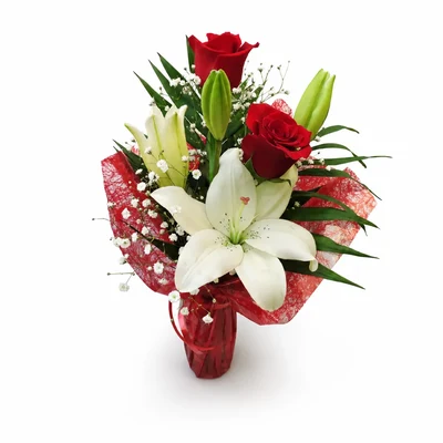 Detalle Floral de Rosas y Lilium