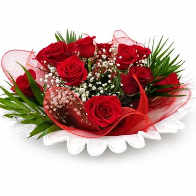 Ramo de Rosas Rojas Pinocho Blanco