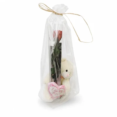 Rosa Eterna con oso de amor