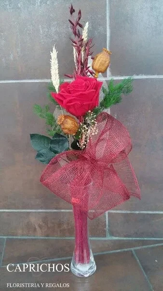 Rosa Roja preservada con lazo