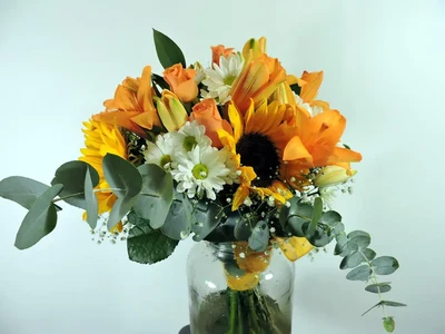 Ramo de Flores y rosas tonos amarillos