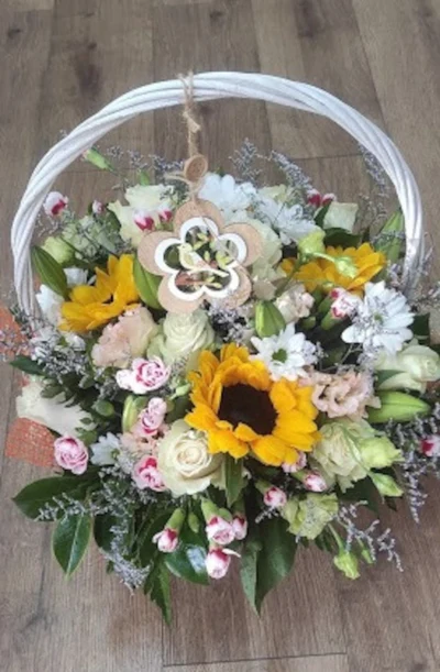 Cesta de Flores con aro