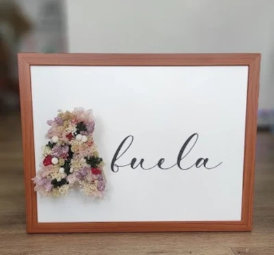 Cuadro pared con inicial de flores