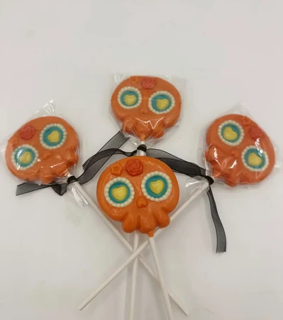 Piruleta Halloween Catrina chocolate de Color Naranja