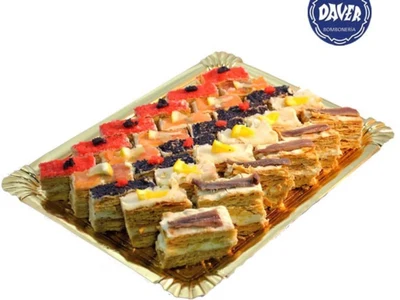 Smoked millefeuille canapé platter