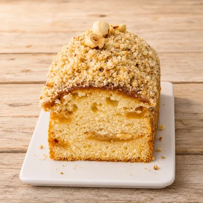 Cake de vainilla con manzana caramelizada