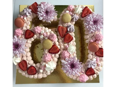 Vanilla and Strawberry Number-Shaped Cake